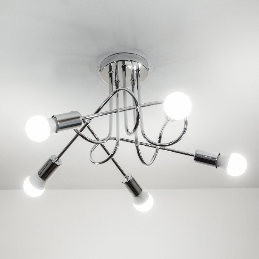 Plafondkroonluchter OXFORD 5xE27/15W/230V glanzend chroom