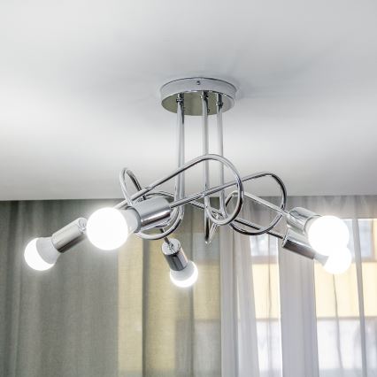 Plafondkroonluchter OXFORD 5xE27/15W/230V glanzend chroom