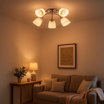 Plafondkroonluchter PORTOS 5xE14/10W/230V glanzend chroom