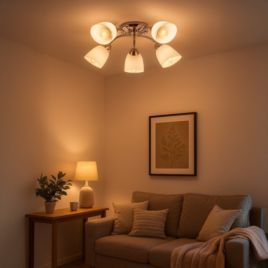 Plafondkroonluchter PORTOS 5xE14/10W/230V glanzend chroom