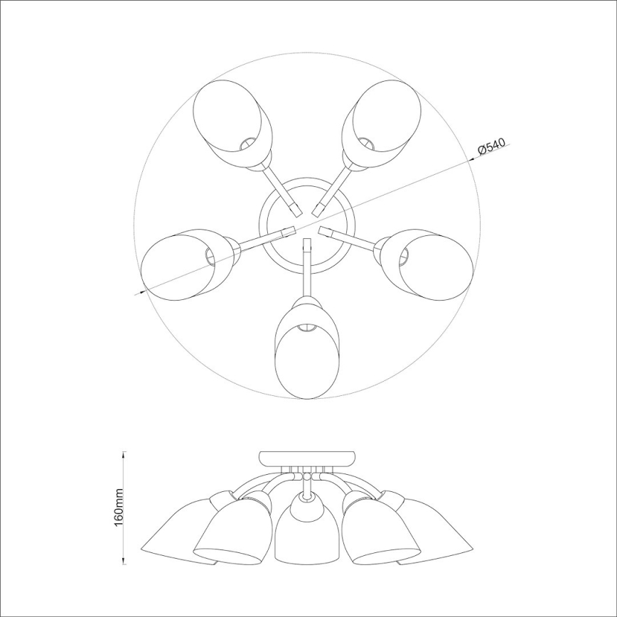 Plafondkroonluchter PORTOS 5xE14/10W/230V glanzend chroom