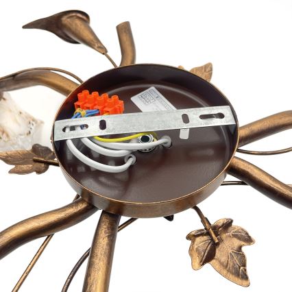 Plafondkroonluchter ROZETA 3xE14/40W/230V bronskleurig