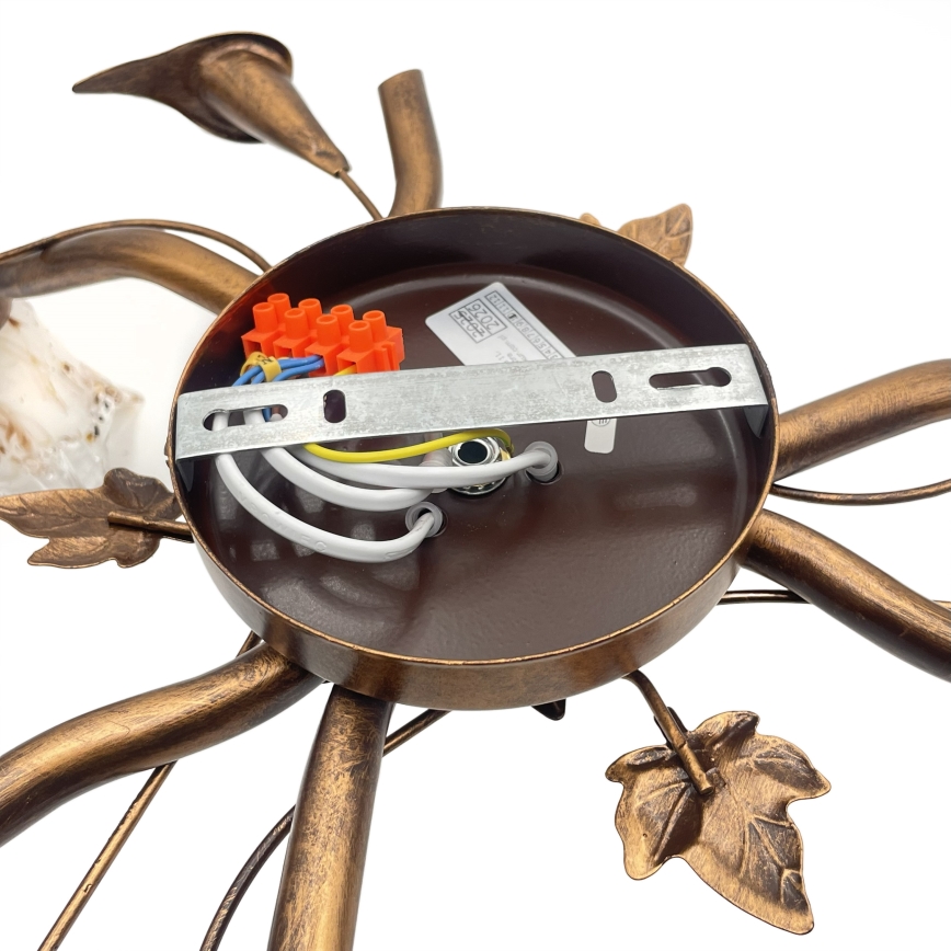 Plafondkroonluchter ROZETA 3xE14/40W/230V bronskleurig