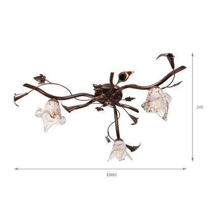 Plafondkroonluchter ROZETA 3xE14/40W/230V bronskleurig