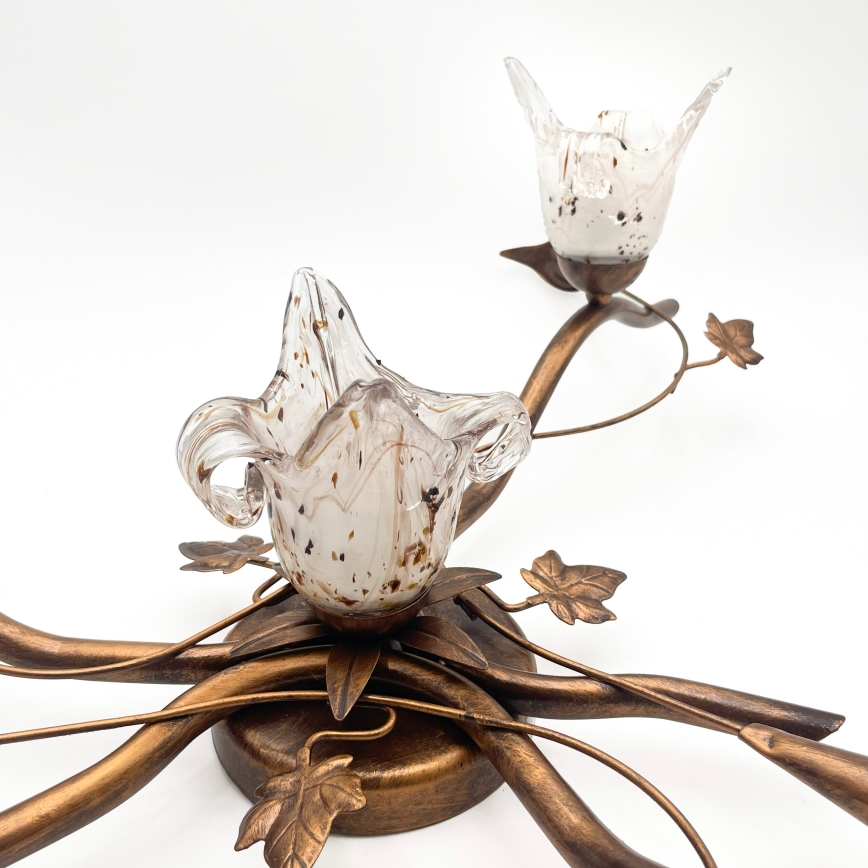 Plafondkroonluchter ROZETA 4xE14/40W/230V bronskleurig