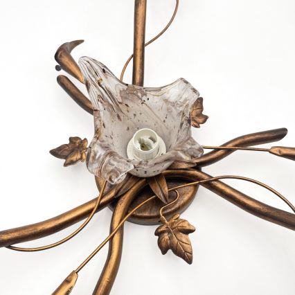 Plafondkroonluchter ROZETA 4xE14/40W/230V bronskleurig