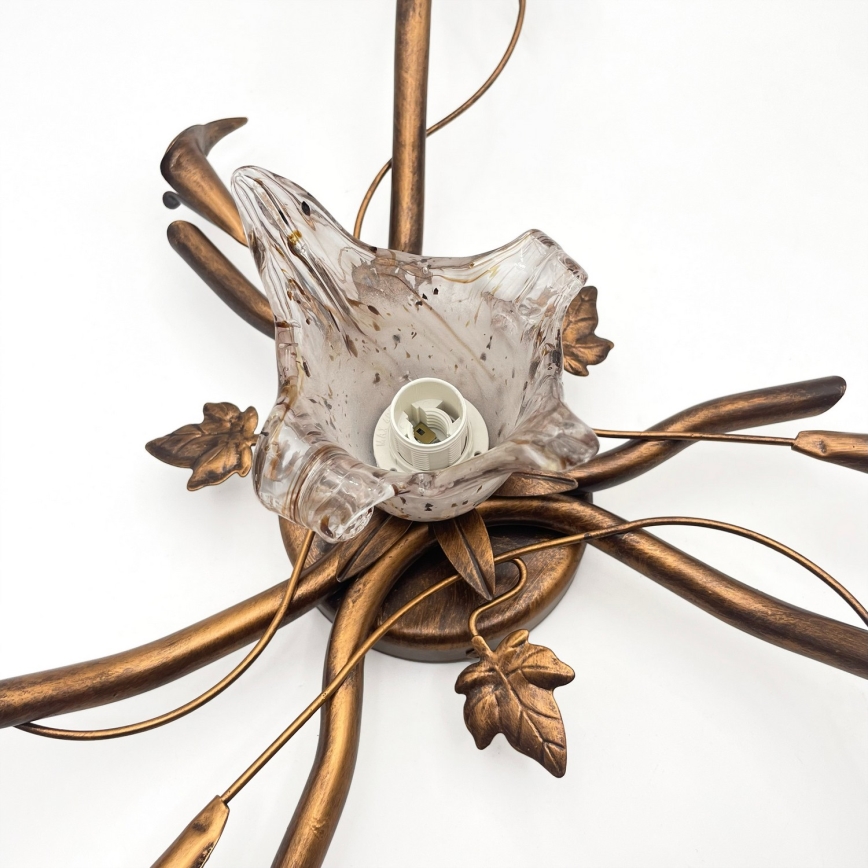 Plafondkroonluchter ROZETA 4xE14/40W/230V bronskleurig