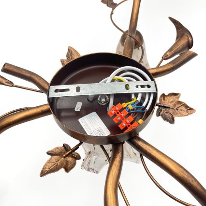 Plafondkroonluchter ROZETA 4xE14/40W/230V bronskleurig