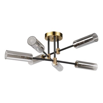 Plafondkroonluchter TESSA 6xG9/5W/230V messing/rookzwart