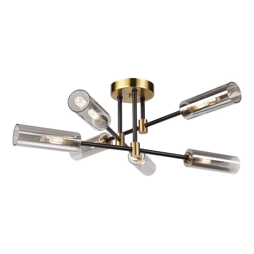 Plafondkroonluchter TESSA 6xG9/5W/230V messing/rookzwart