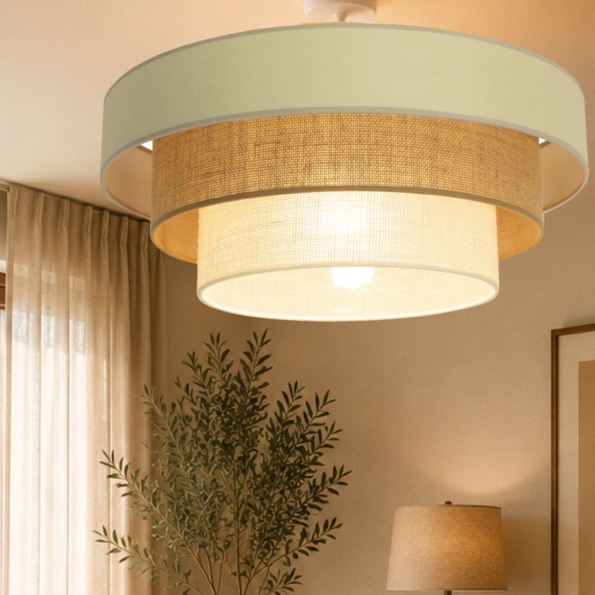 Plafondkroonluchter WENTA 1xE27/60W/230V Ø 50 cm beige/jute
