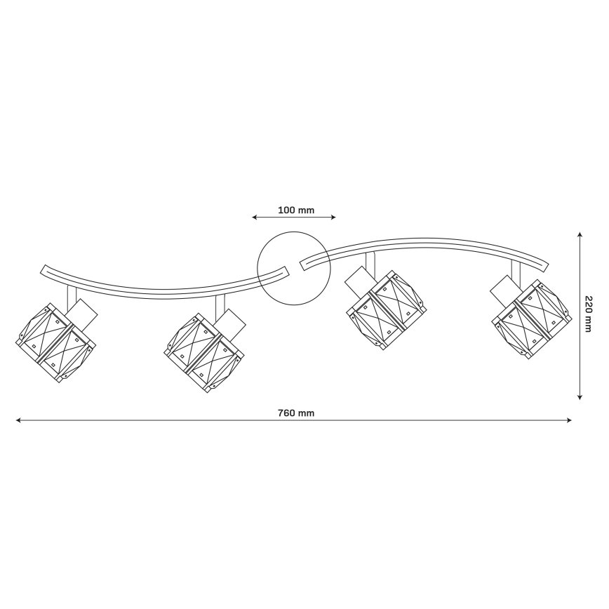 Plafondkroonluchter ZAHARA 4xE27/10W/230V zwart