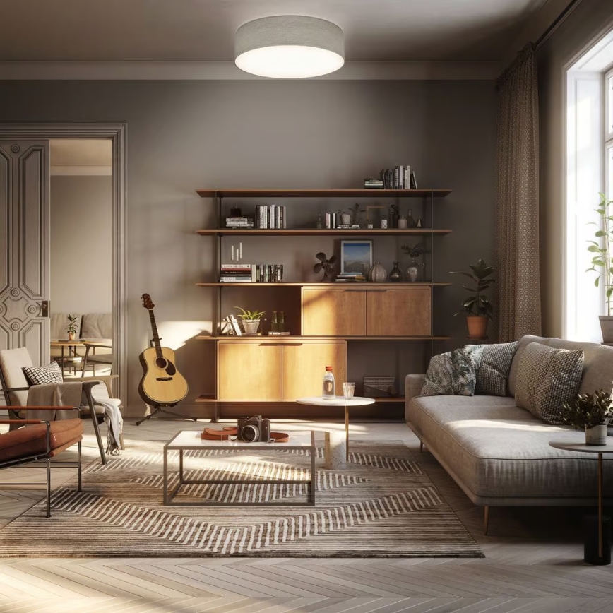 Plafondlamp 2xE27/40W/230V Ø 38 cm beige