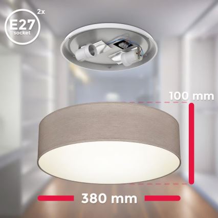 Plafondlamp 2xE27/40W/230V Ø 38 cm beige