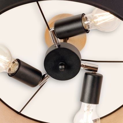 Plafondlamp ALBA 3xE27/15W/230V Ø 40 cm zwart/bruin