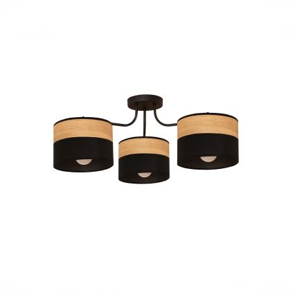 Plafondlamp ALBA 3xE27/15W/230V Ø 66 cm zwart/bruin