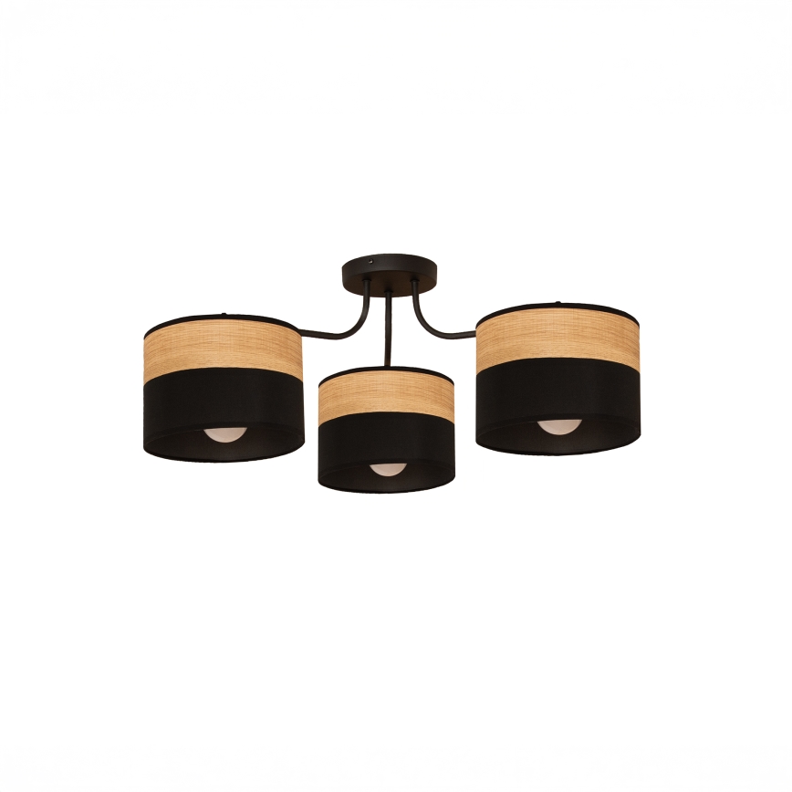 Plafondlamp ALBA 3xE27/15W/230V Ø 66 cm zwart/bruin