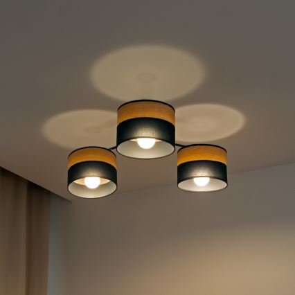 Plafondlamp ALBA 3xE27/15W/230V Ø 66 cm zwart/bruin