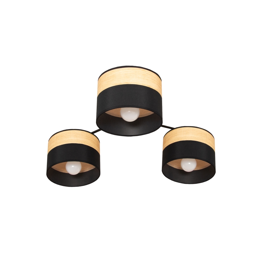 Plafondlamp ALBA 3xE27/15W/230V Ø 66 cm zwart/bruin