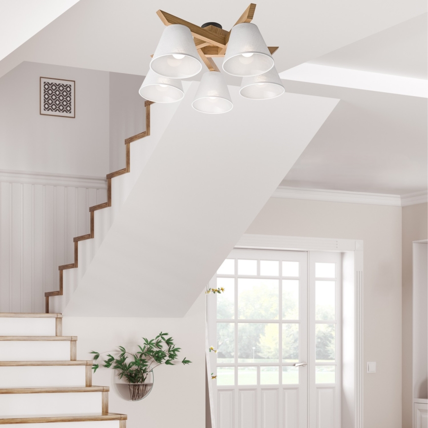 Plafondlamp ANTONIO 5xE14/40W/230V, eiken