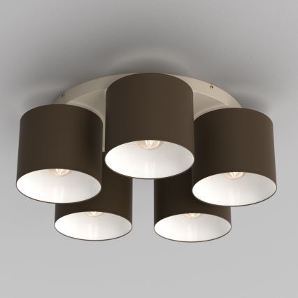 Plafondlamp ARDEN 5xE27/15W/230V Ø 58 cm beige/bruin