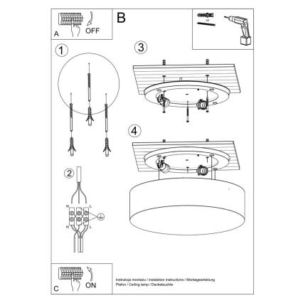Plafondlamp ARENA 4xE27/60W/230V wit