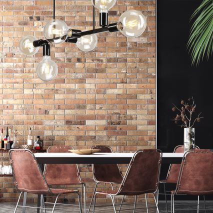 Hanglamp aan staaf ASTRID 6xE27/60W/230V zwart