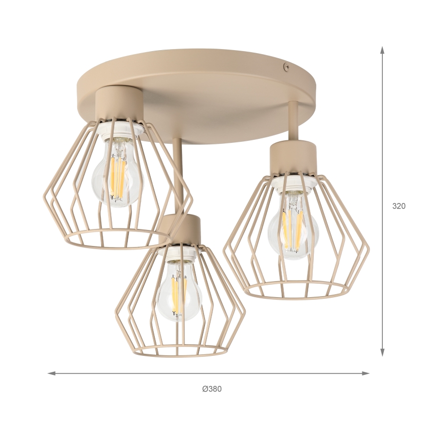 Plafondlamp AUDREY 3xE27/60W/230V beige