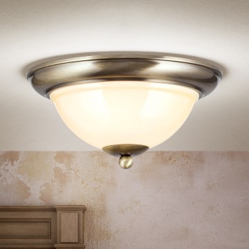 Plafondlamp AUSTRIAN OLD LAMP 2xE27/60W/230V diameter 27 cm brons/beige
