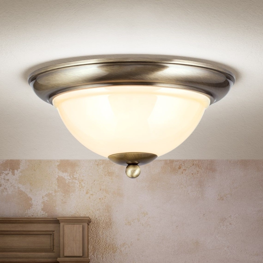 Plafondlamp AUSTRIAN OLD LAMP 2xE27/60W/230V diameter 27 cm brons/beige
