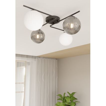 Plafondlamp AZURA 4xE14/10W/230V zwart/grijs/wit