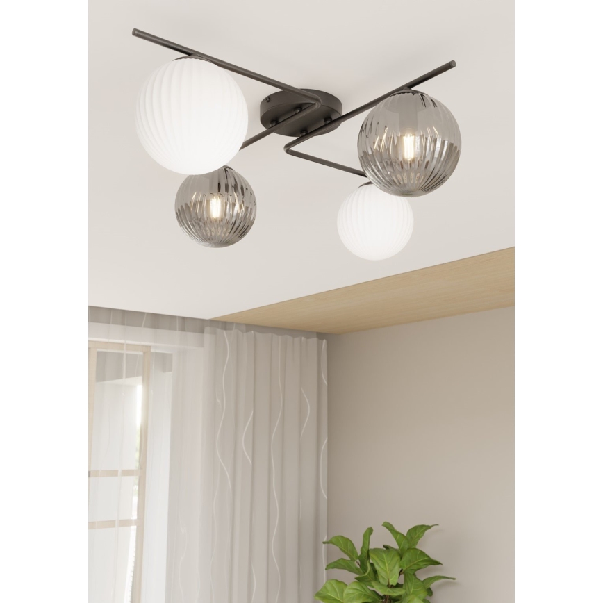 Plafondlamp AZURA 4xE14/10W/230V zwart/grijs/wit