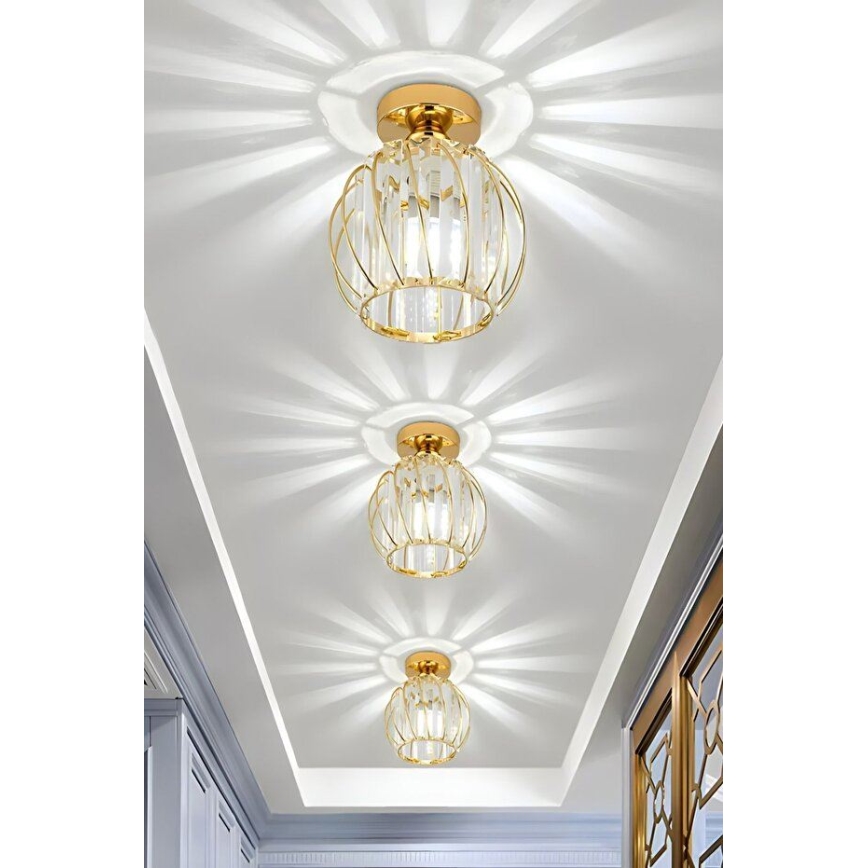 Plafondlamp BELLA, 1x E27 (40W), 230V, Ø 20 cm, goudkleurig