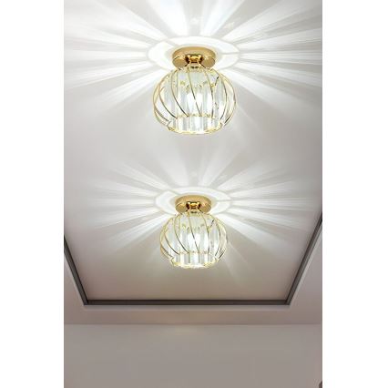 Plafondlamp BELLA, 1x E27 (40W), 230V, Ø 20 cm, goudkleurig