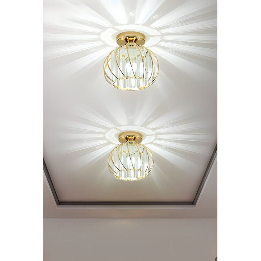Plafondlamp BELLA, 1x E27 (40W), 230V, Ø 20 cm, goudkleurig