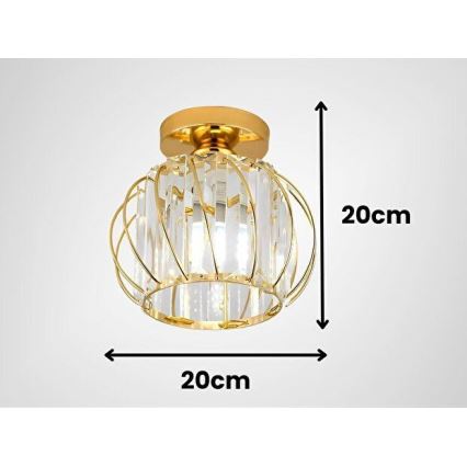 Plafondlamp BELLA, 1x E27 (40W), 230V, Ø 20 cm, goudkleurig
