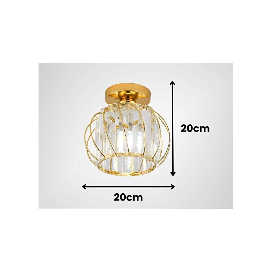 Plafondlamp BELLA, 1x E27 (40W), 230V, Ø 20 cm, goudkleurig