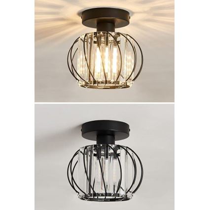 Plafondlamp BELLA 1xE27/40W/230V Ø 20 cm zwart