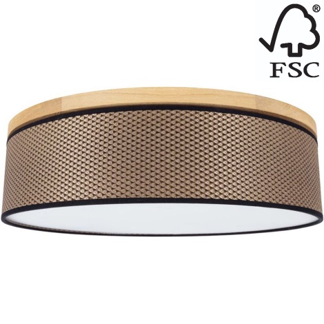 Plafondlamp BENITA 4xE27/25W/230V diameter 58 cm bruin/eiken – FSC gecertificeerd