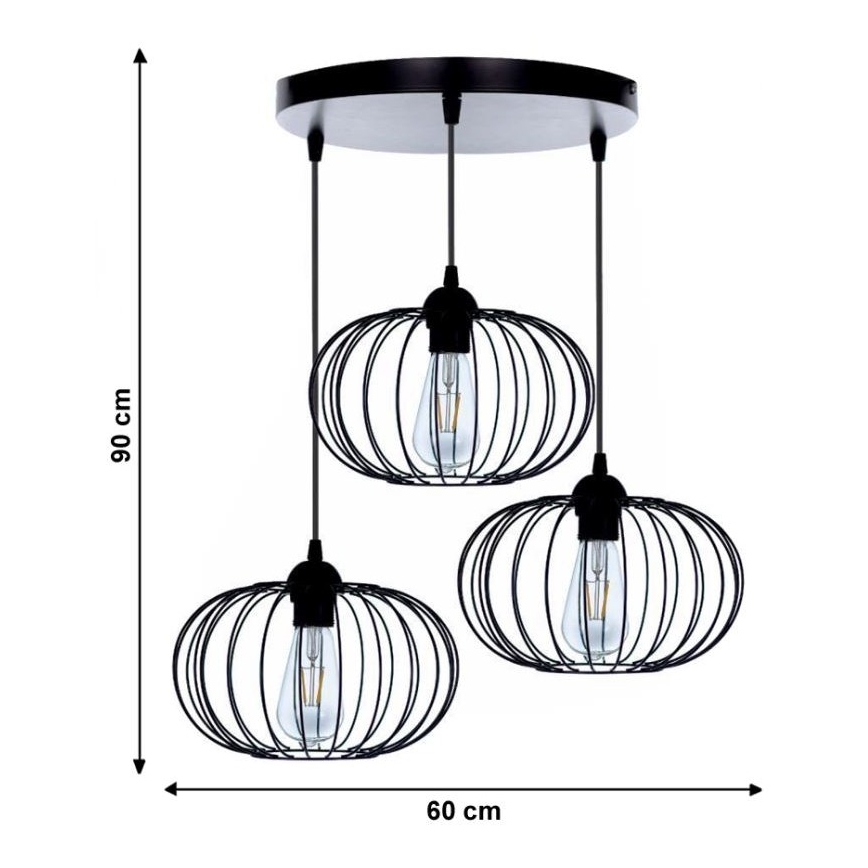 Plafondlamp BOCCA 3xE27/60W/230V