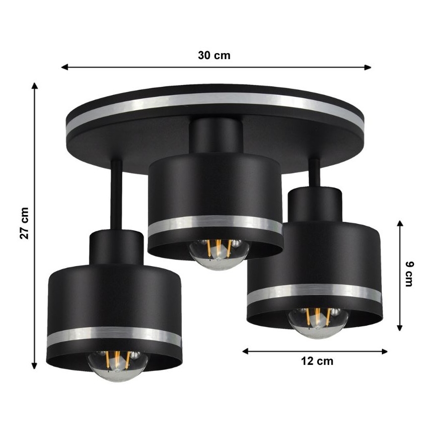 Plafondlamp BODO SILVER 3xE27/60W/230V