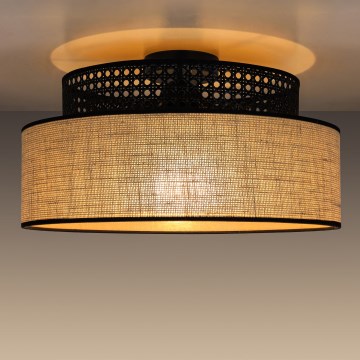 Plafondlamp BOHO 1xE27/60W/230V diameter 40 cm zwart/rotan