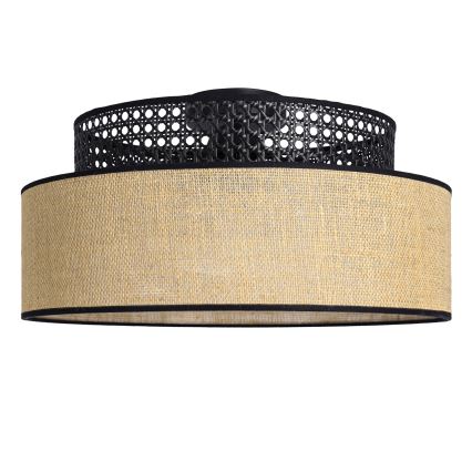Plafondlamp BOHO 1xE27/60W/230V zwart/rotan