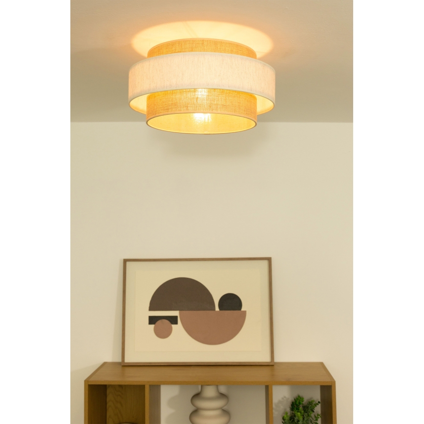 Plafondlamp BOHO 1xE27/60W/230V Ø 40 cm crème/jute