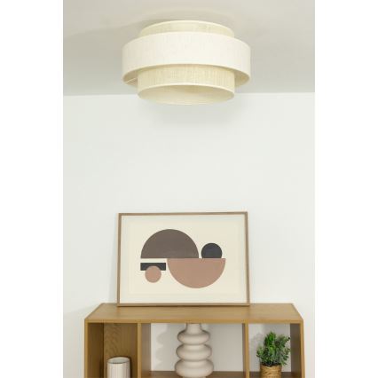 Plafondlamp BOHO 1xE27/60W/230V Ø 40 cm crème/jute