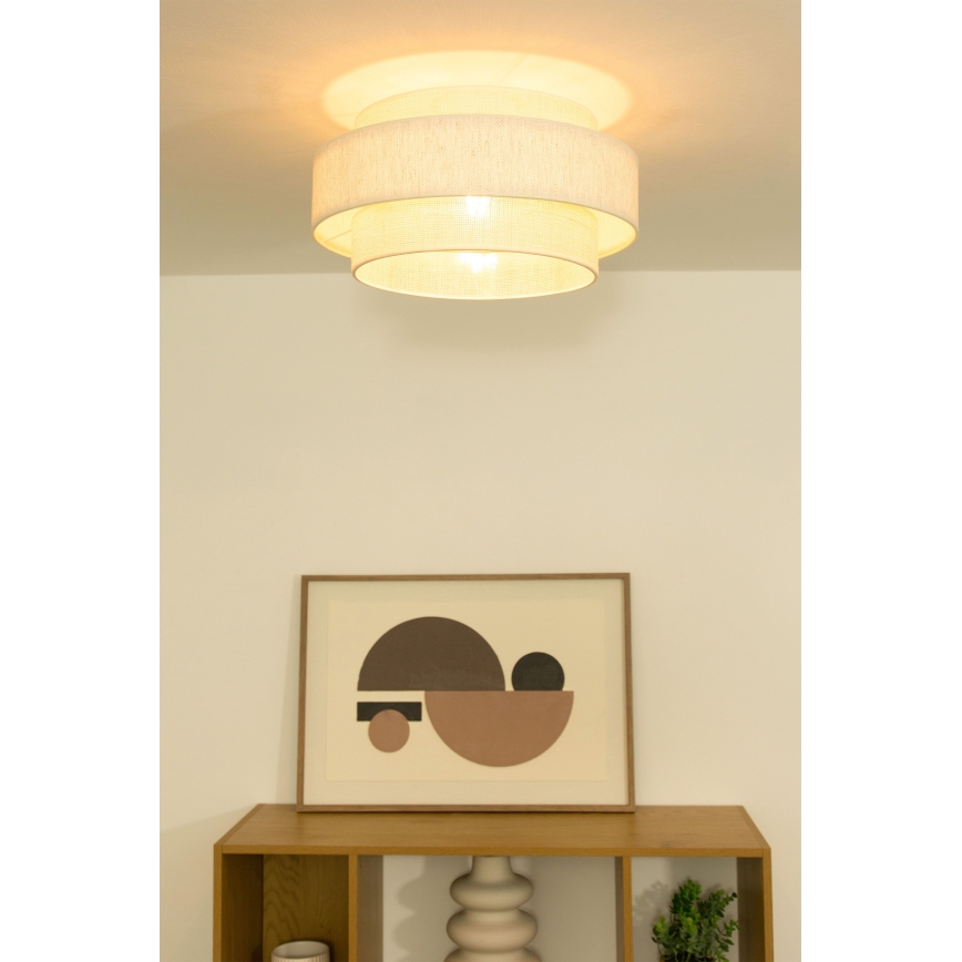 Plafondlamp BOHO 1xE27/60W/230V Ø 40 cm crème/jute