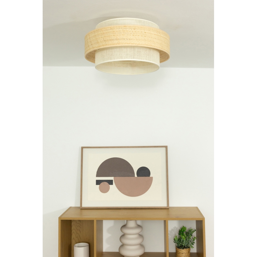 Plafondlamp BOHO 1xE27/60W/230V Ø 40 cm jute/crèmekleurig