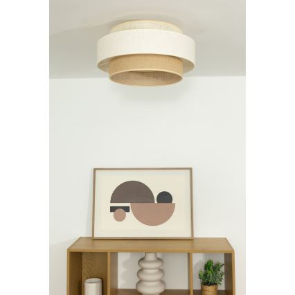 Plafondlamp BOHO 1xE27/60W/230V Ø 40 cm wit/jute