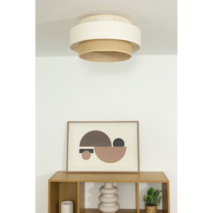 Plafondlamp BOHO 1xE27/60W/230V Ø 40 cm wit/jute