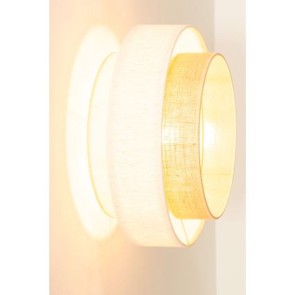 Plafondlamp BOHO 1xE27/60W/230V Ø 40 cm wit/jute